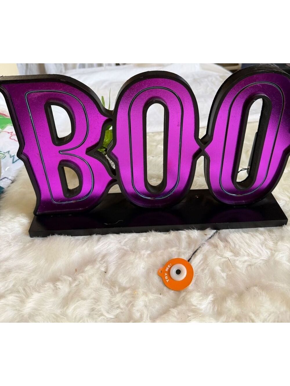 Halloween BOO Lighted Sign Decoration Purple and Black